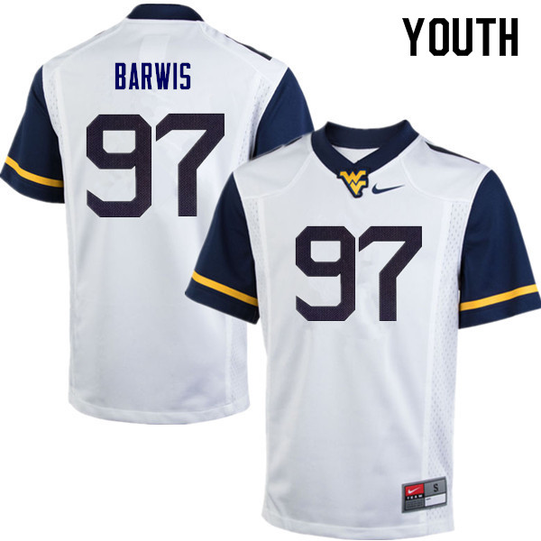 NCAA Youth Connor Barwis West Virginia Mountaineers White #97 Nike Stitched Football College Authentic Jersey VJ23F10LR